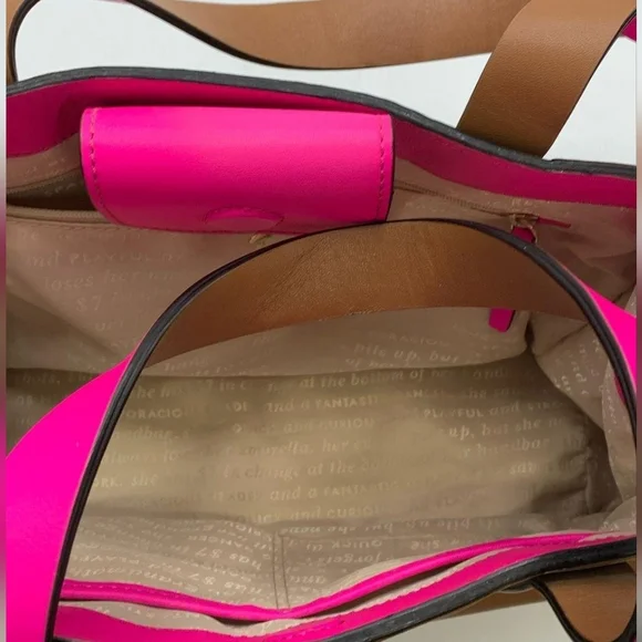 Kate Spade Bright Spot Avenue Grayce Leather Tote Cognac Brown & Pink - Picture 7 of 13